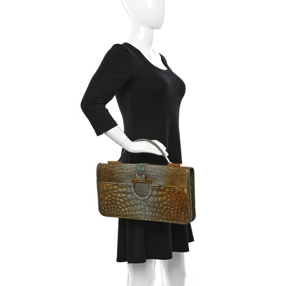 Salvatore Ferragamo Alligator Degrade Iolanda Clutch Cygno 2 of 9