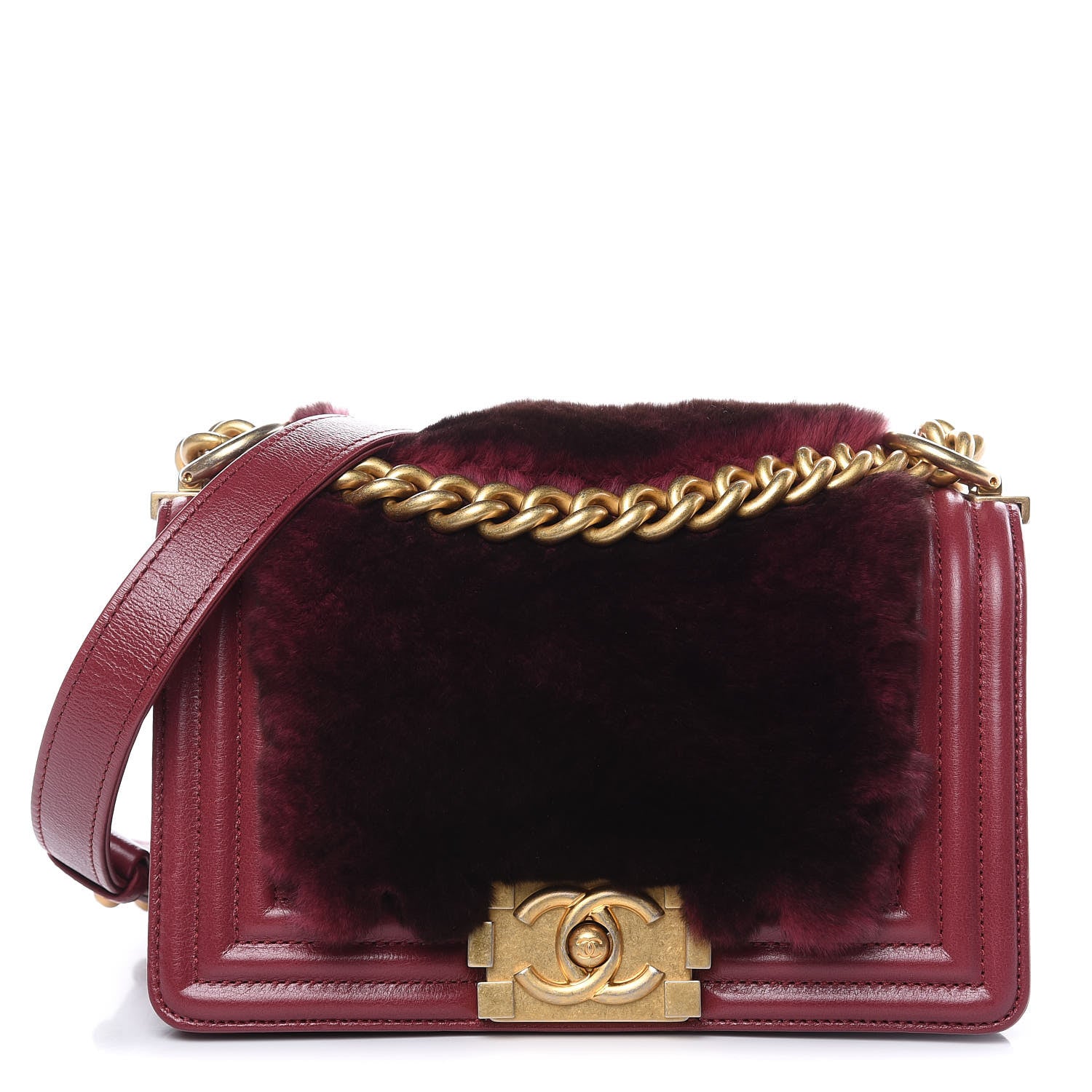 Chanel Orylag Rabbit Fur Calfskin Small Boy Flap Red 1 of 11