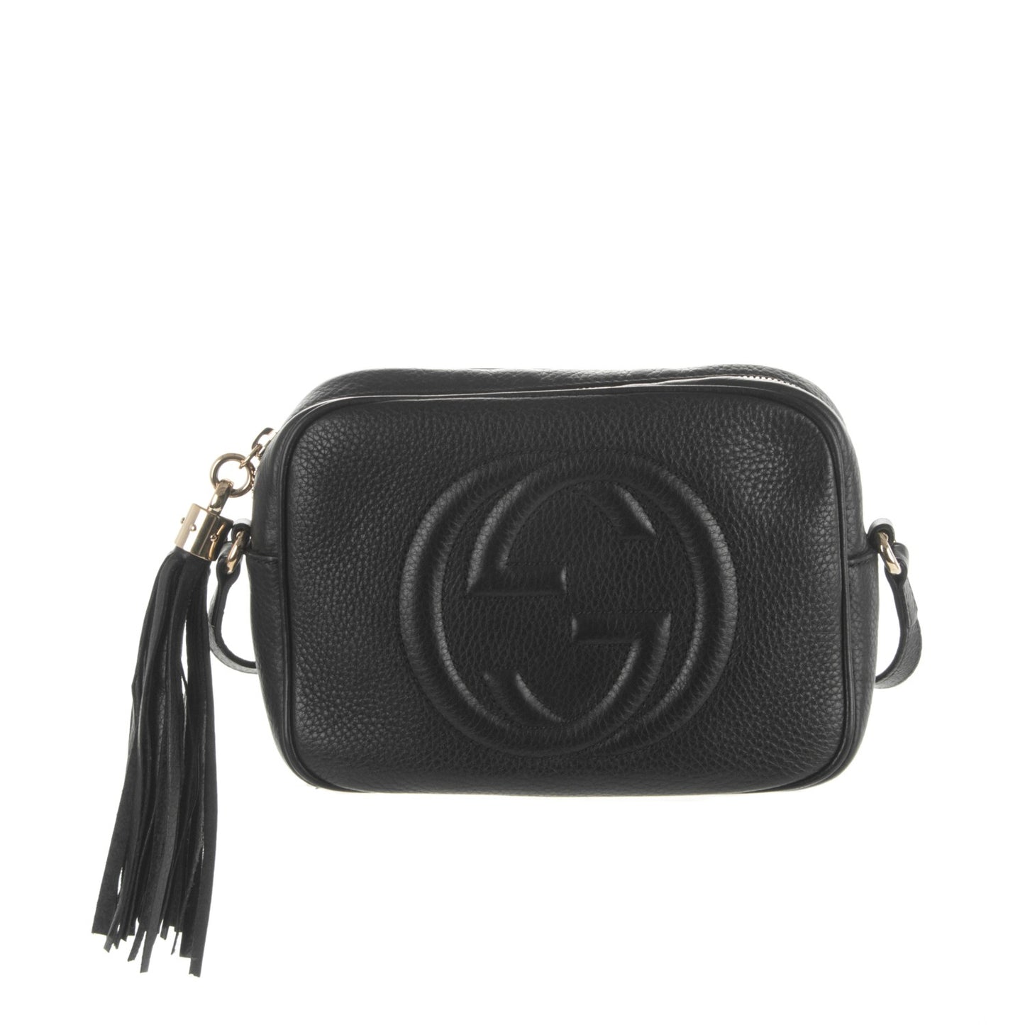 Pebbled Calfskin Small Soho Disco Bag Black