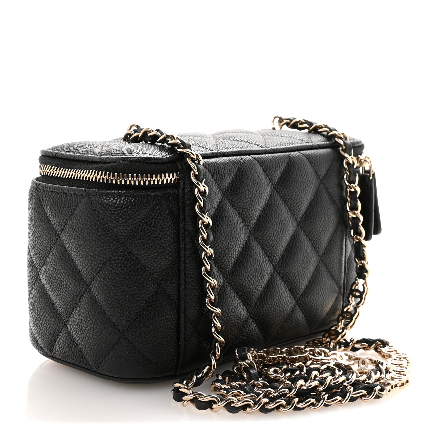 Chanel Caviar Quilted Small Tiny CC Vanity Case With Chain Black 3 of 10
