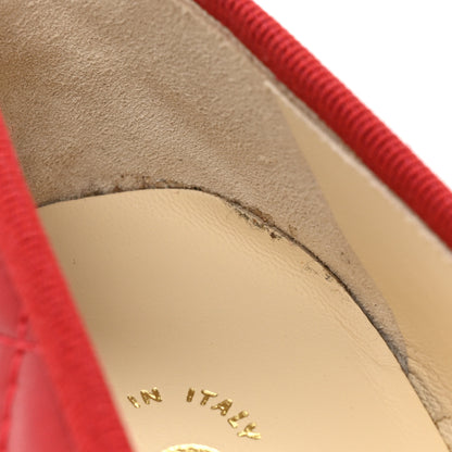 Chanel Aged Calfskin Quilted CC Cap Toe Ballerina Flats 37.5 Red 10 of 11
