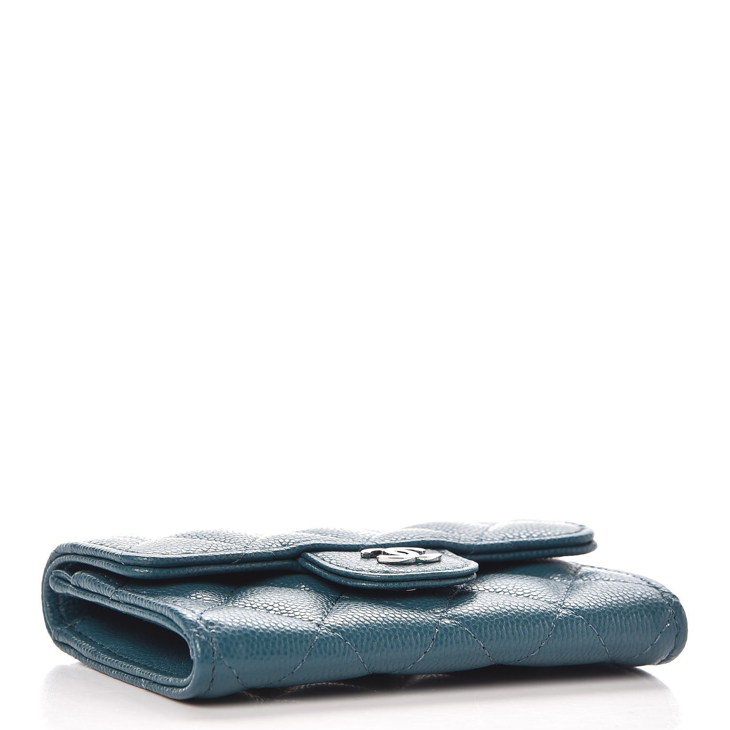 Chanel Caviar Quilted Flap Card Holder Dark Turquoise 4 of 9