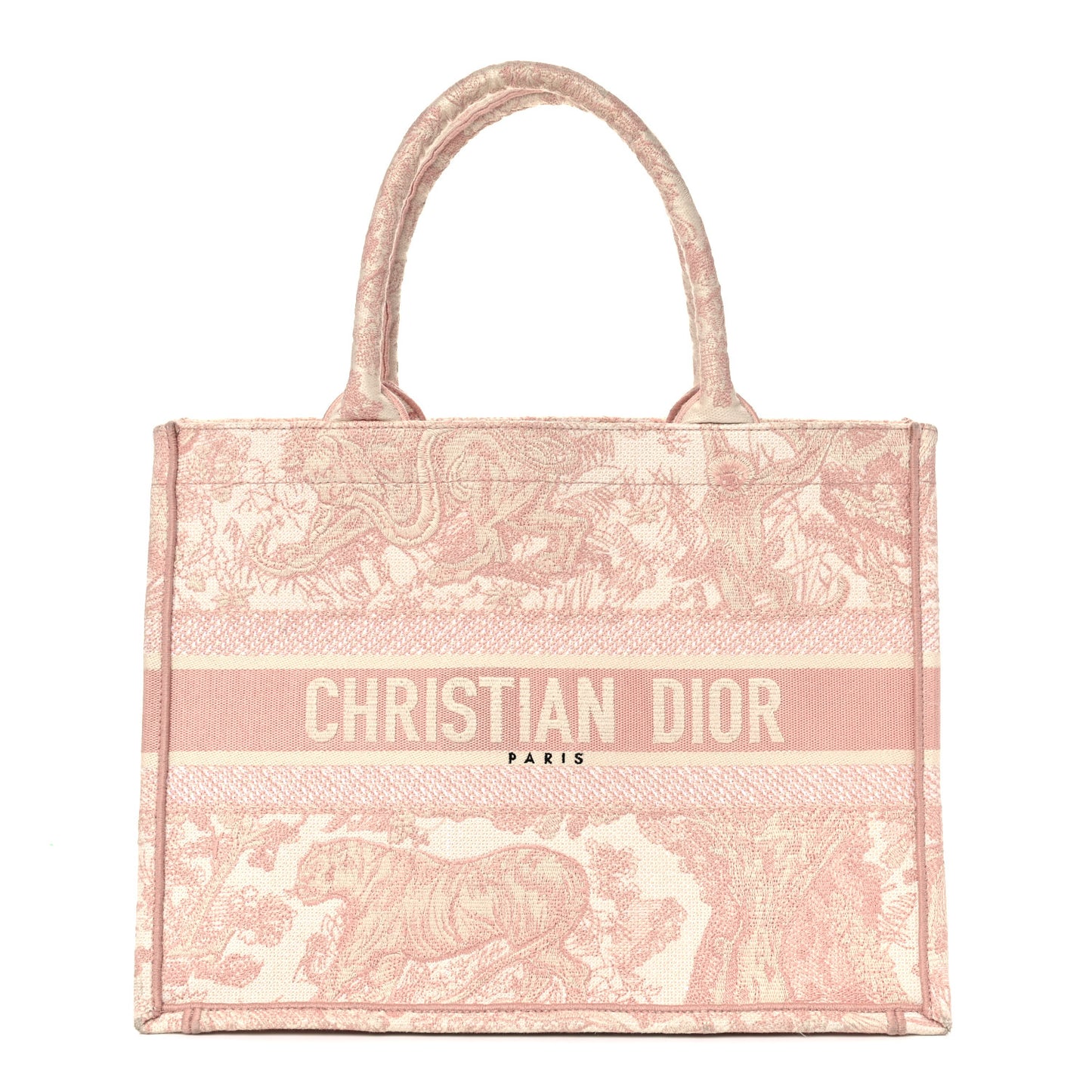 Canvas Embroidered Medium Dioriviera Toile De Jouy Book Tote Rose