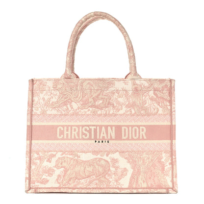 Christian Dior Canvas Embroidered Medium Dioriviera Toile De Jouy Book Tote Rose 1 of 18