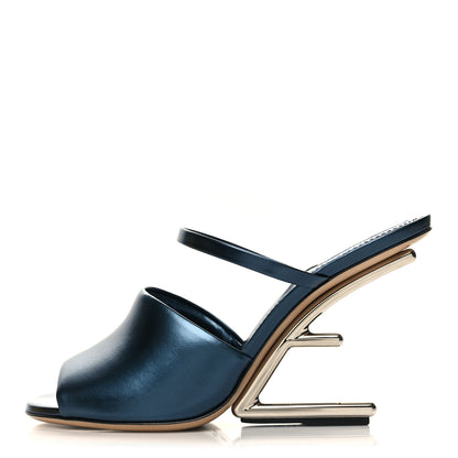 Fendi Metallic Calfskin Fendi First 95mm Slide Sandals 37.5 Perfect 1 of 8