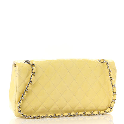 Chanel Distressed Patent Calfskin Quilted East West Flap Clutch Ivory 3 of 12