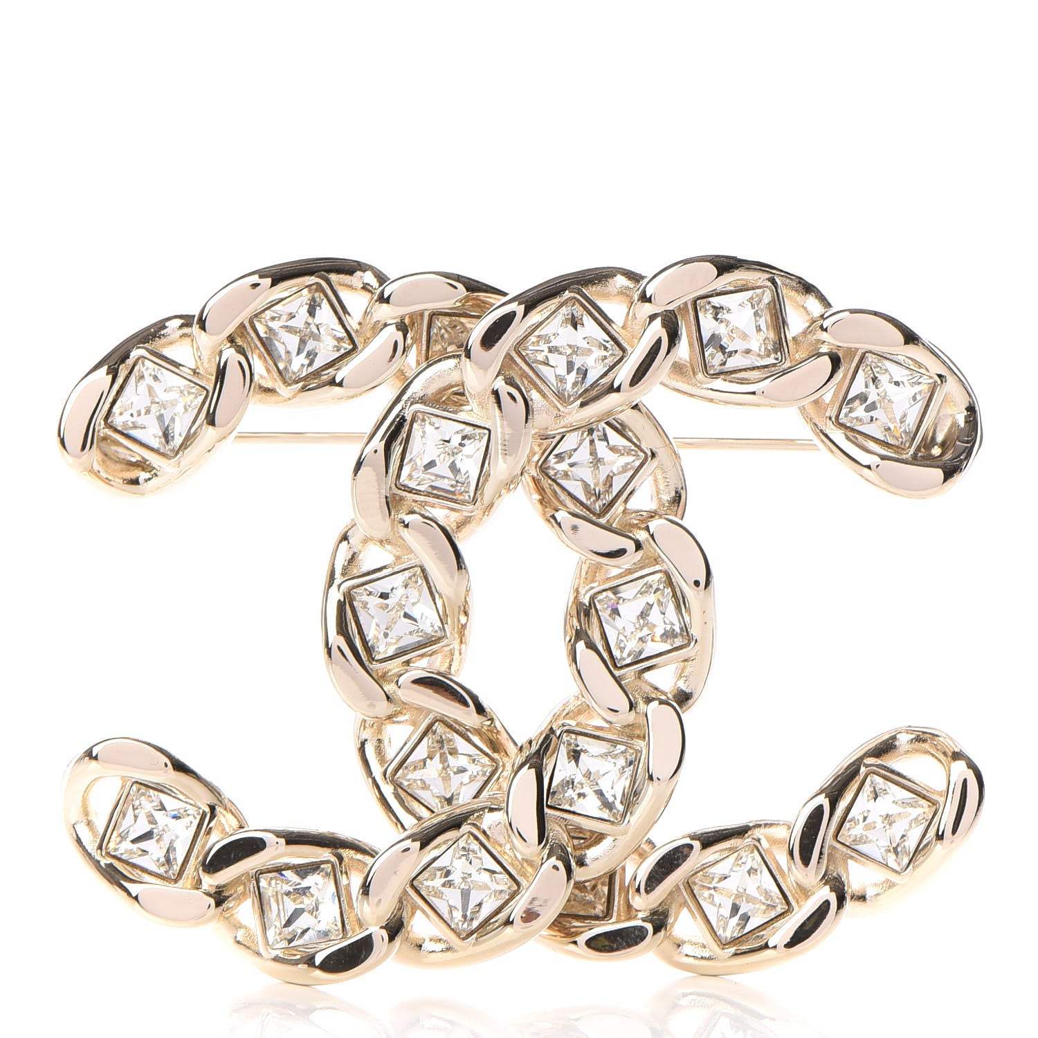 Chanel Baguette Crystal CC Brooch Gold 1 of 5