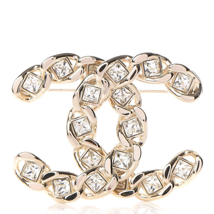 Chanel Baguette Crystal CC Brooch Gold 1 of 5