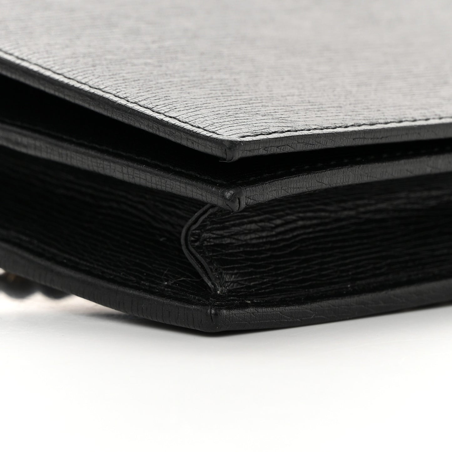 Textured Calfskin Medium Betty Chain Wallet Black