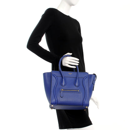 Celine Drummed Calfskin Micro Luggage Indigo 2 of 12