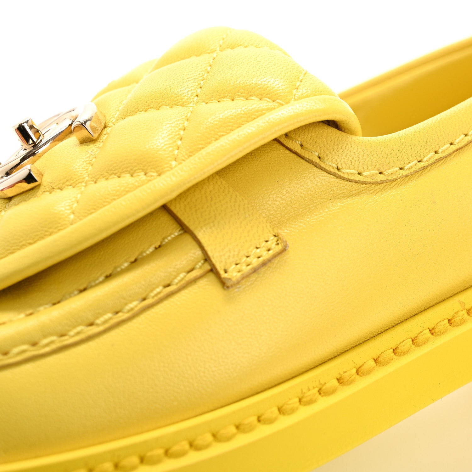 Chanel Lambskin Quilted CC Turnlock Loafers 36.5 Yellow 11 of 13