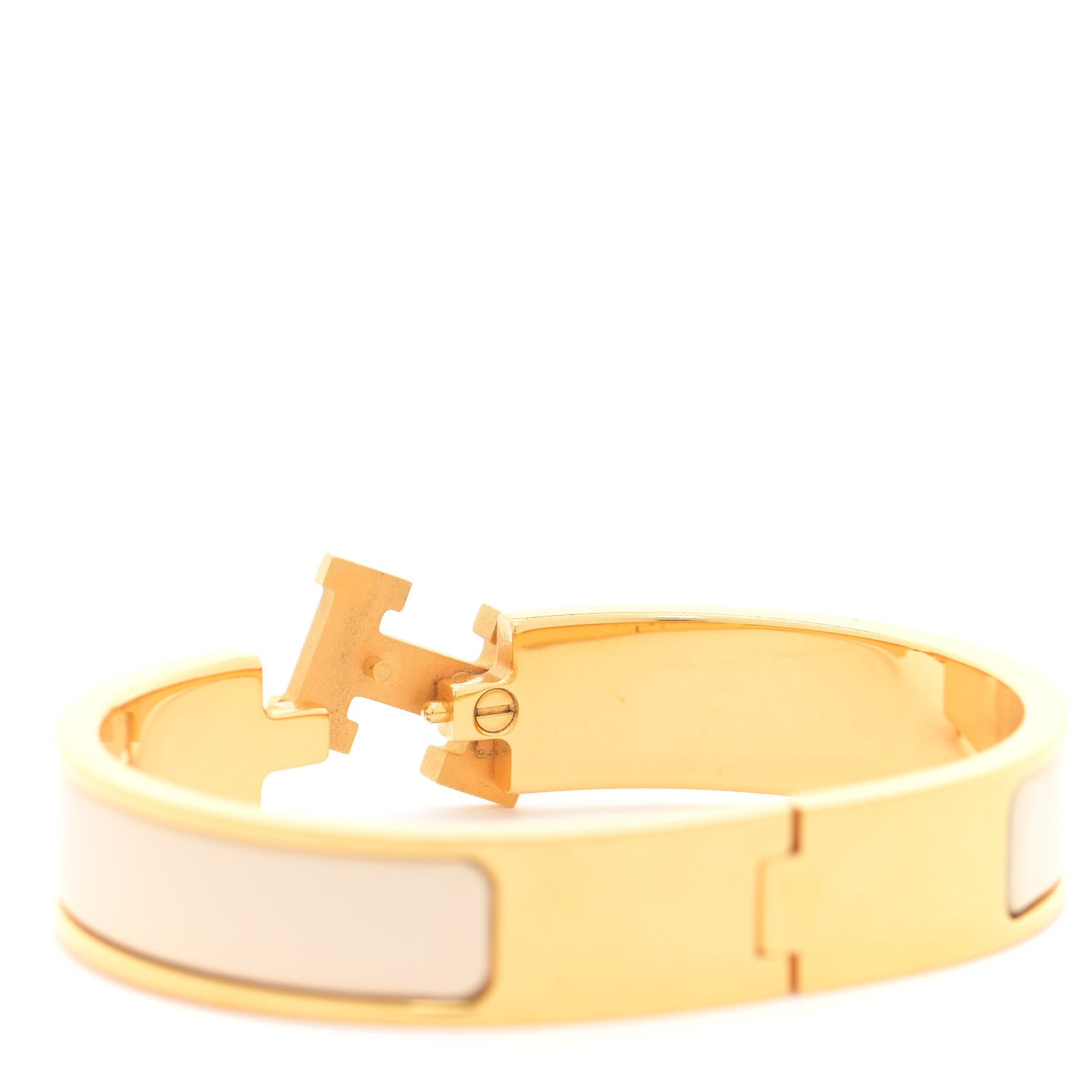 Hermes Enamel Narrow Clic Clac H Bracelet GM Beige Nacre 5 of 6