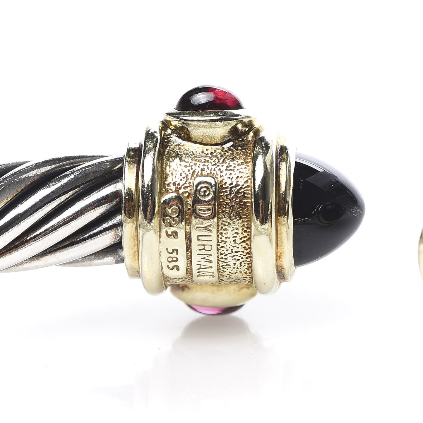 Sterling Silver 14K Yellow Gold Garnet Black Onyx Citrine 10mm Cable Renaissance Bracelet