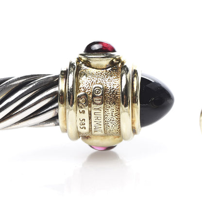 David Yurman Sterling Silver 14K Yellow Gold Garnet Black Onyx Citrine 10mm Cable Renaissance Bracelet 4 of 4