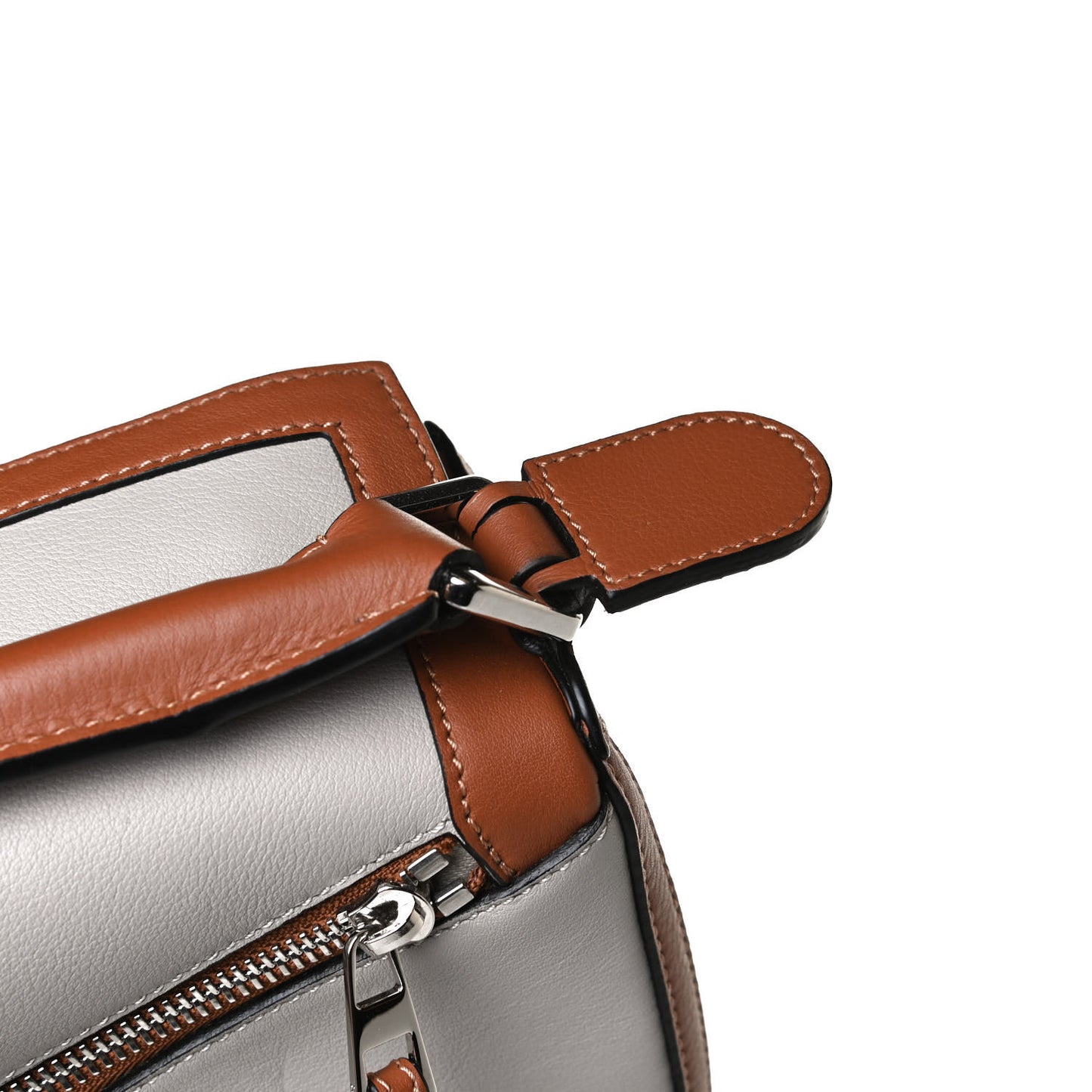 Calfskin Small Graphic Puzzle Bag Ghost Soft White