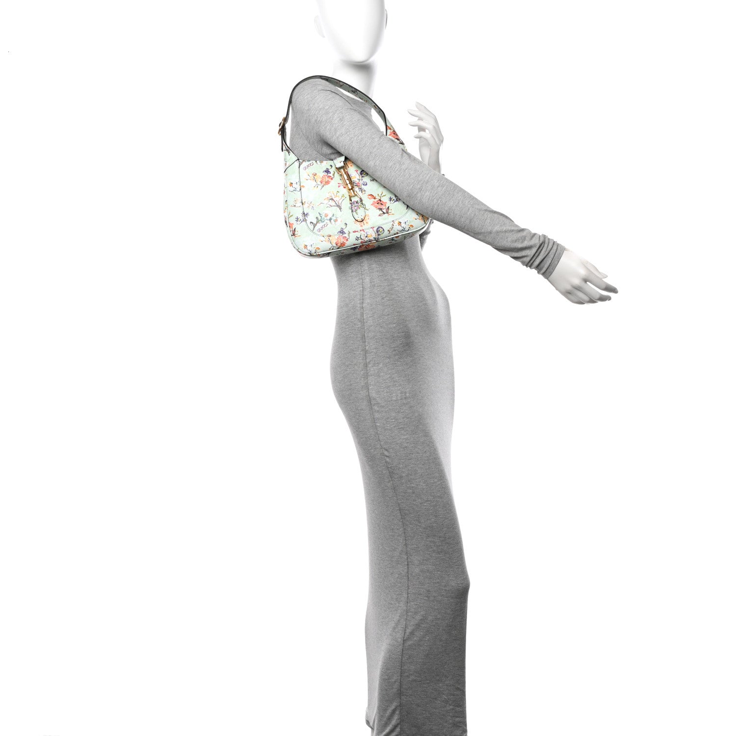 Gucci New Shangai Calfskin Soave Amore Printed Small Jackie 1961 Hobo Mint Green 2 of 10