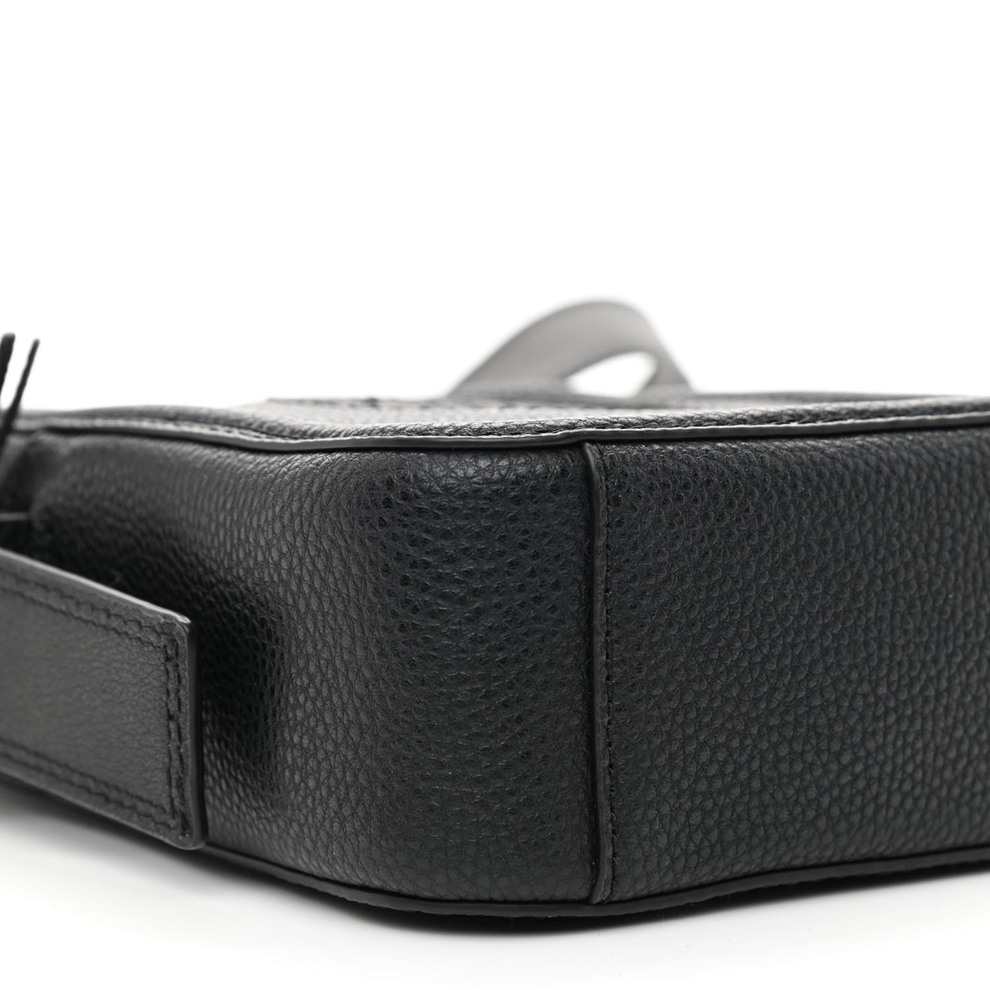 Calfskin Signet Stitched Crossbody Bag Black