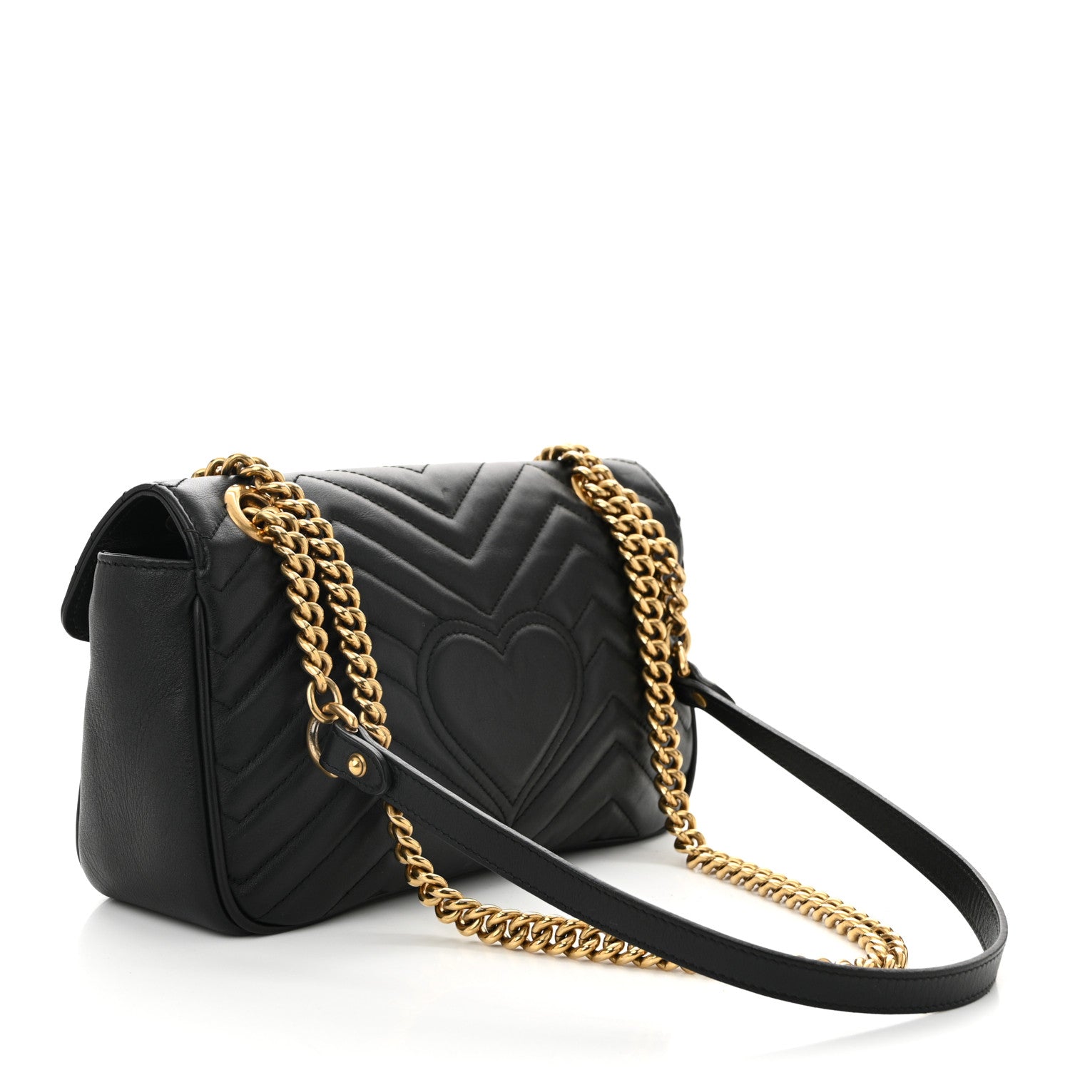 Gucci Calfskin Matelasse Small GG Marmont Shoulder Bag Black 3 of 10