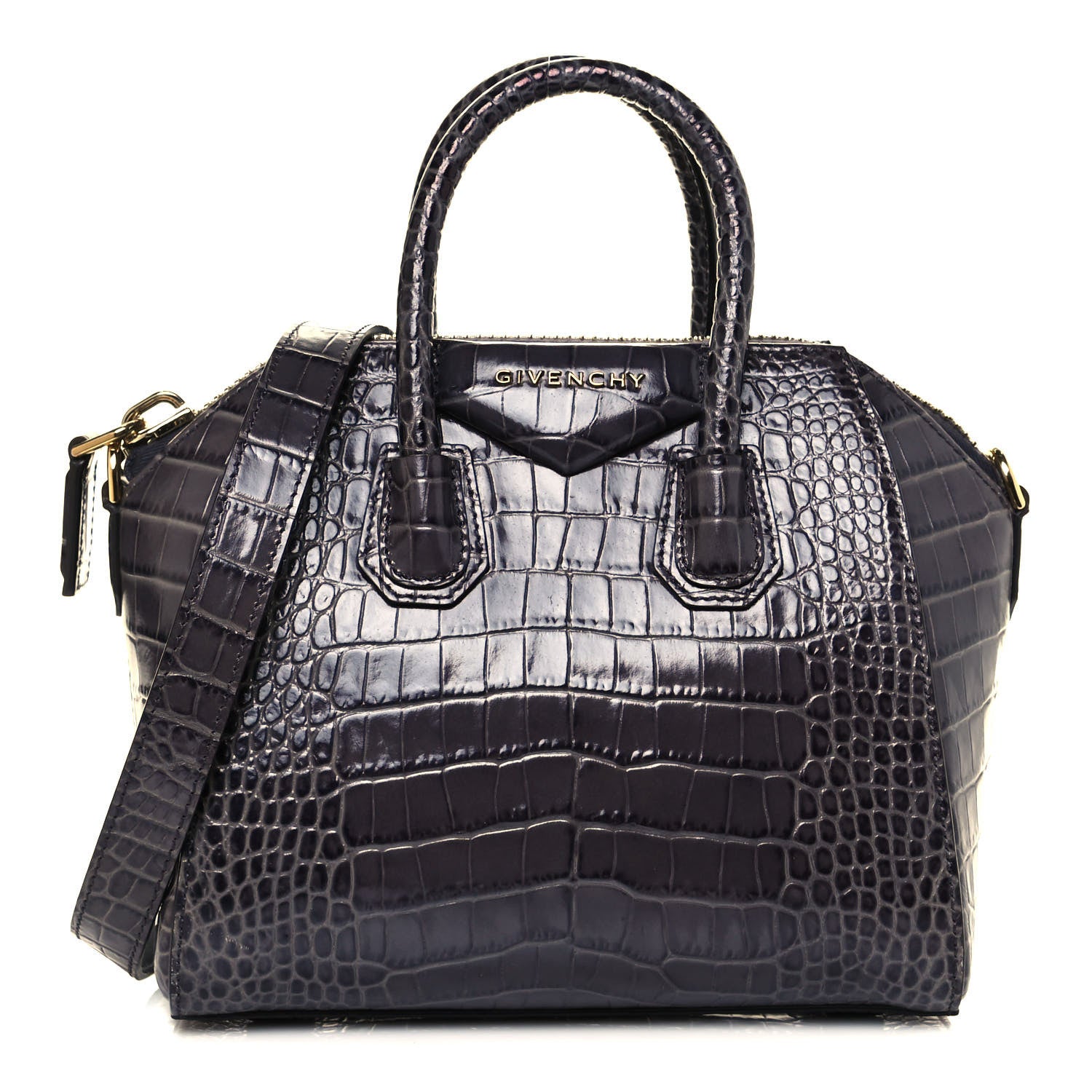 Givenchy Calfskin Crocodile Embossed Mini Antigona Storm Grey 1 of 14
