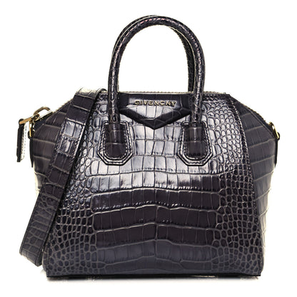 Givenchy Calfskin Crocodile Embossed Mini Antigona Storm Grey 1 of 14