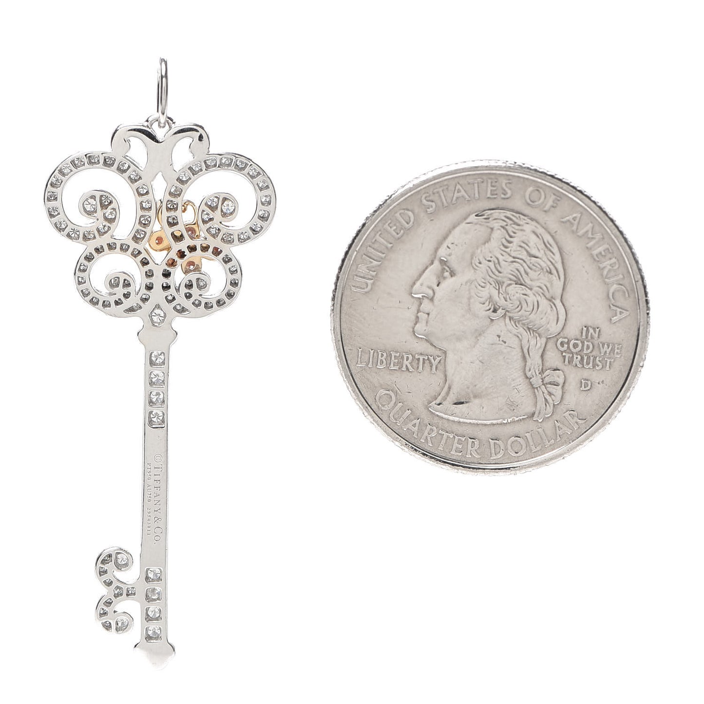 Platinum 18K Rose Gold Diamond Enchant Butterfly Key Pendant