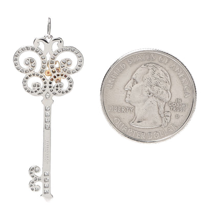Tiffany Platinum 18K Rose Gold Diamond Enchant Butterfly Key Pendant 2 of 4