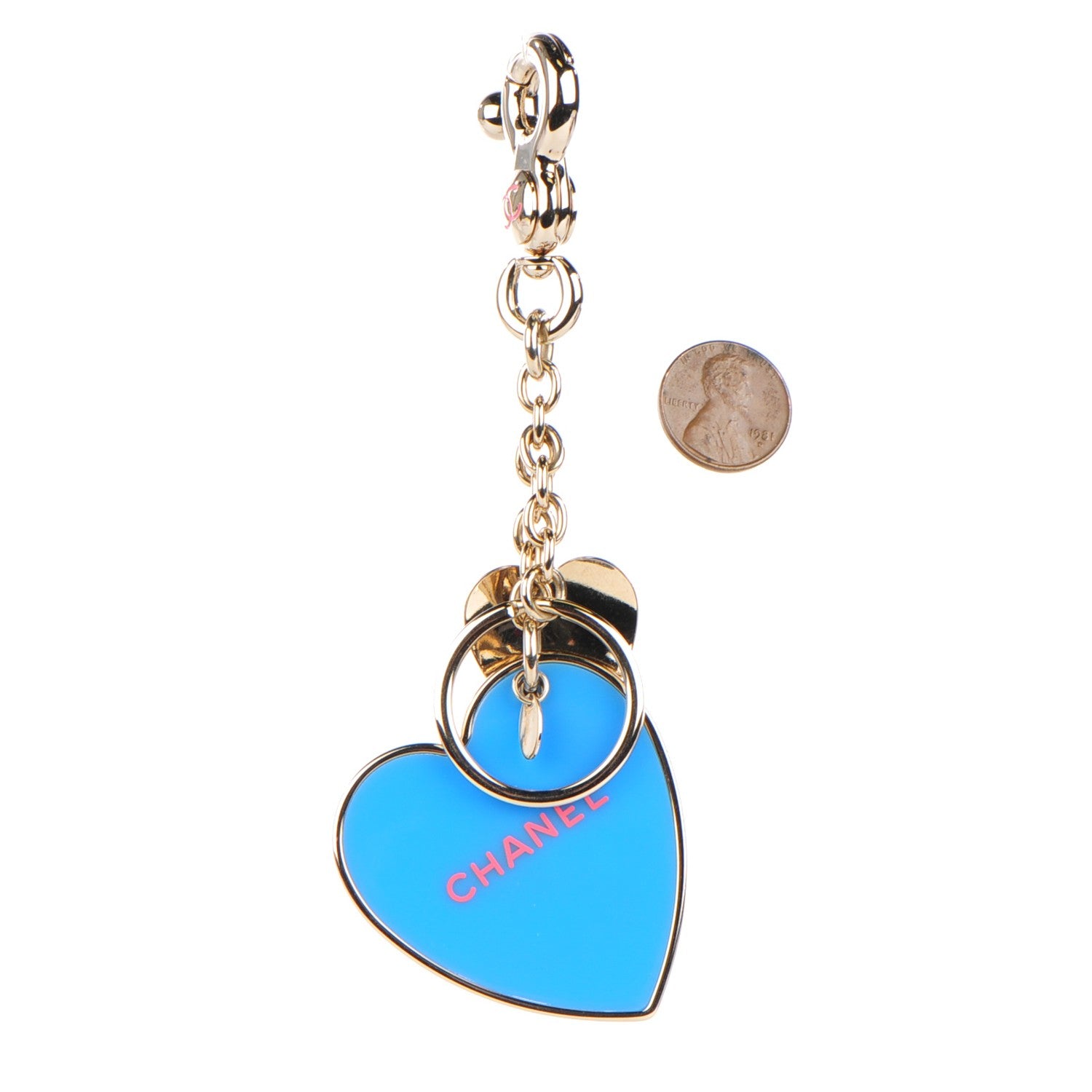 Chanel Enamel Valentine Heart Key Chain Blue 2 of 3