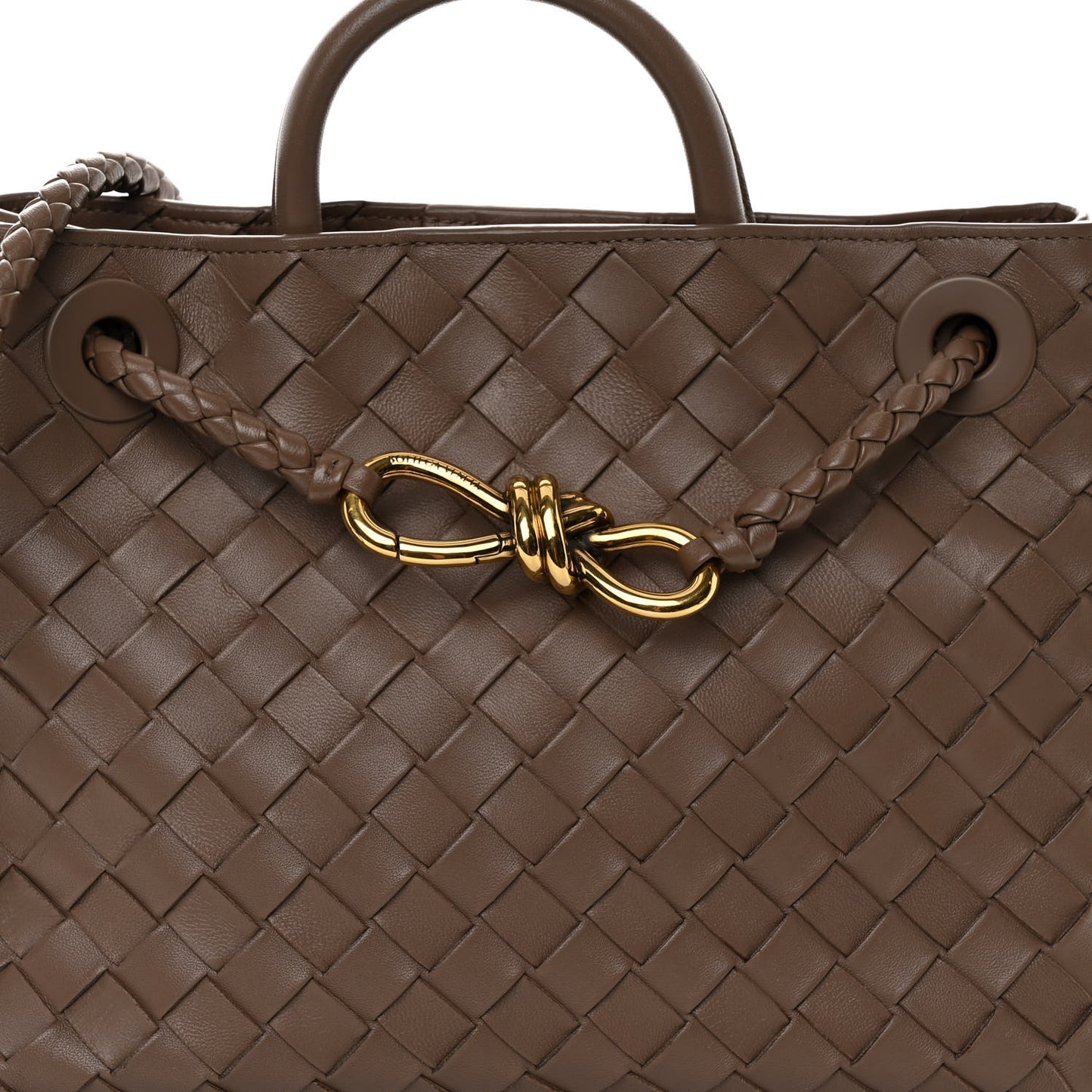 Nappa Intrecciato Small Andiamo Shoulder Bag Taupe Grey