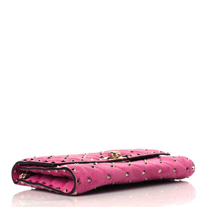 Valentino Garavani Suede Rockstud Spike Wallet on Chain Bright Fuxia 3 of 6