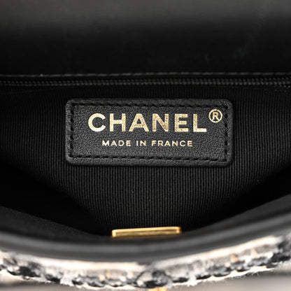 Chanel Tweed Calfskin School Memory Mini Top Handle Flap Ecru Grey Beige Black 6 of 11
