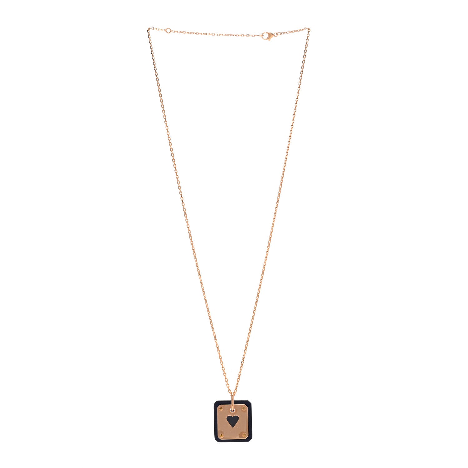 Hermes Rose Gold Plated Swift As De Coeur Necklace Black 3 of 5