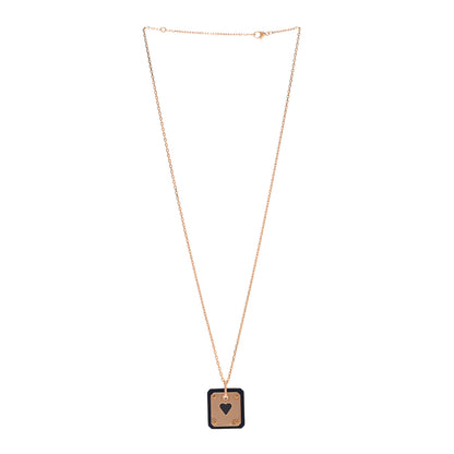Hermes Rose Gold Plated Swift As De Coeur Necklace Black 3 of 5