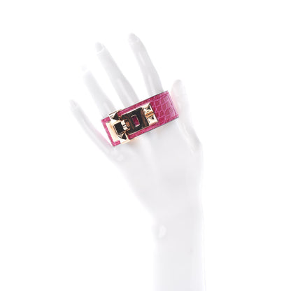 Hermes Shiny Alligator Collier de Chien CDC 24 Bracelet T2 Rose Pourpre 2 of 5