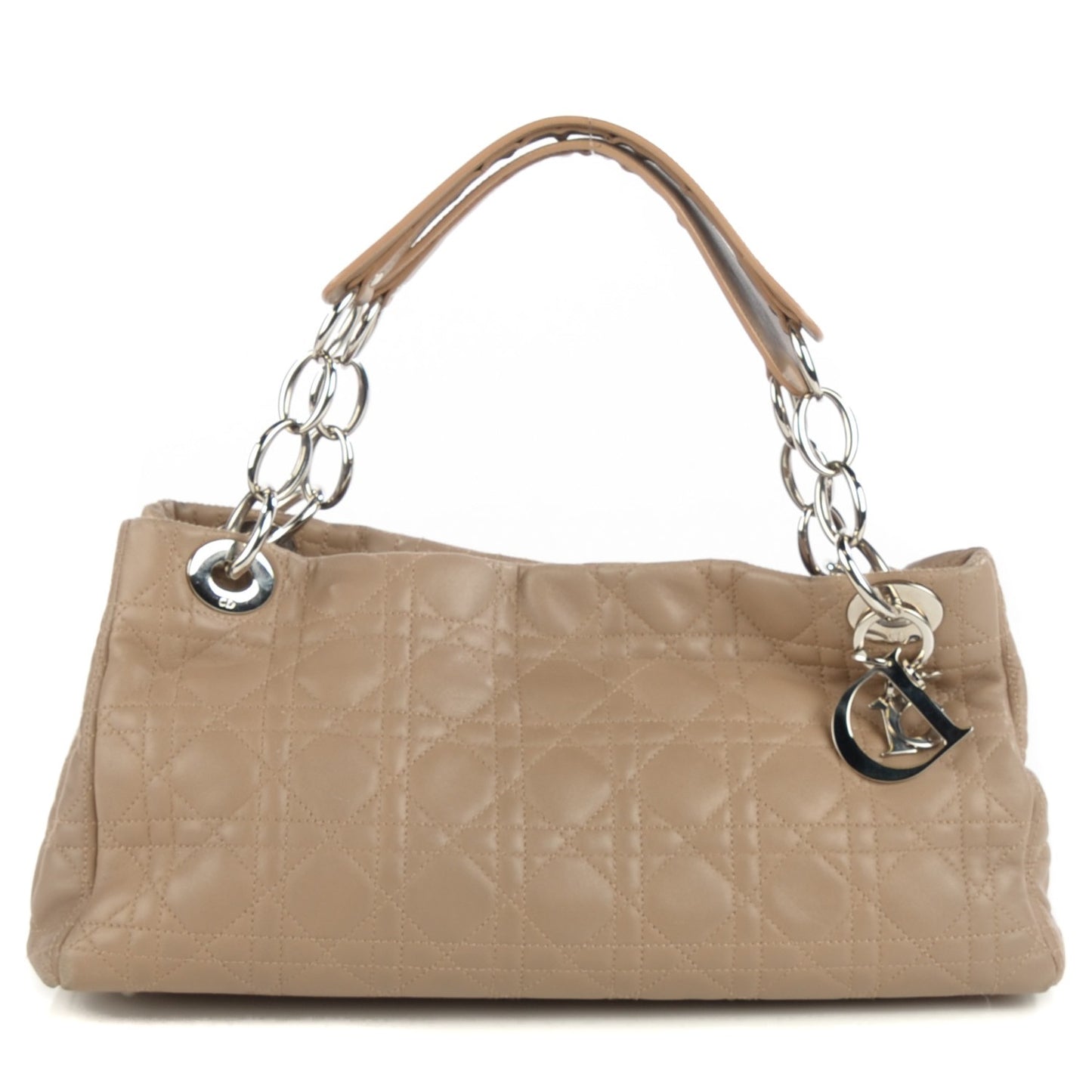 Lambskin Cannage Shoulder Bag Beige