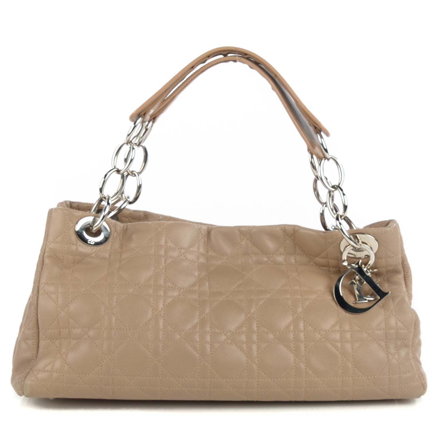 Christian Dior Lambskin Cannage Shoulder Bag Beige 1 of 7
