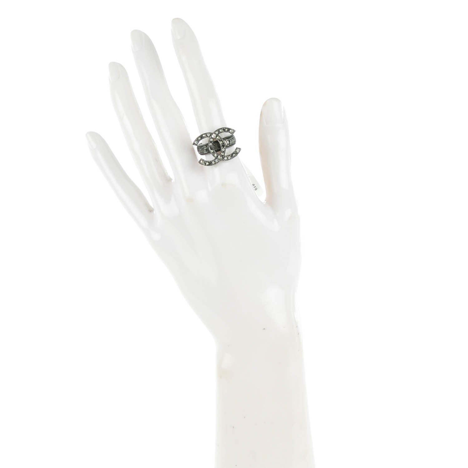 Chanel Ruthenium Crystal CC Ring 52 6.5 2 of 5