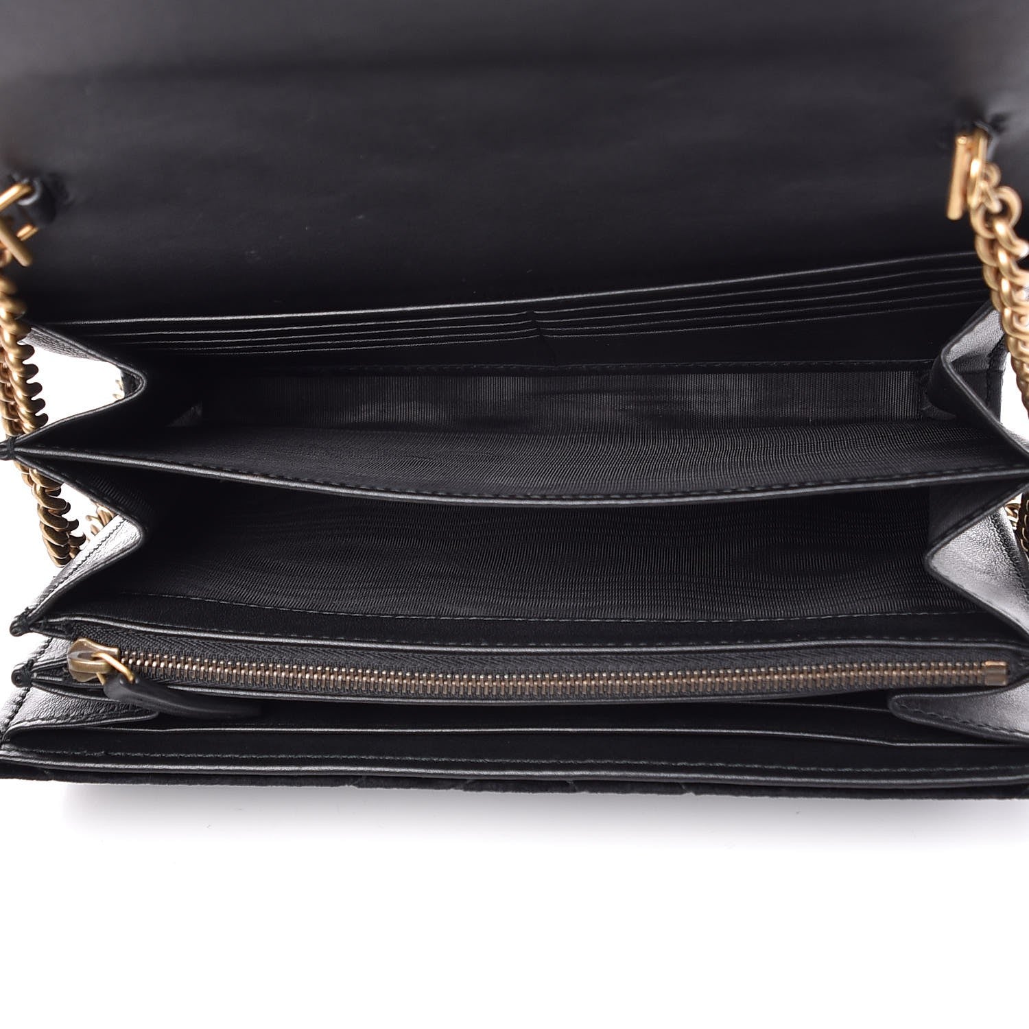 Gucci Velvet Matelasse GG Marmont Chain Wallet Black 5 of 8