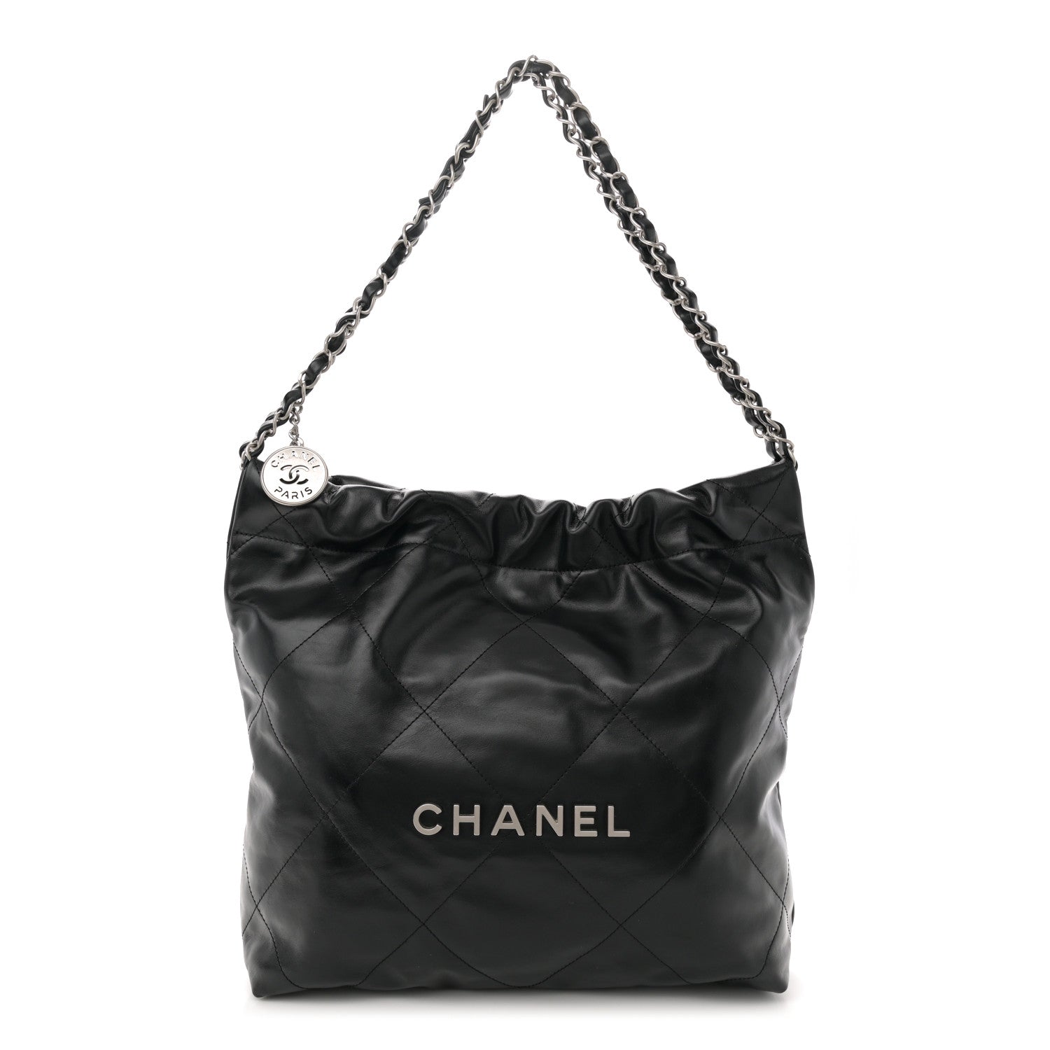 Chanel Shiny Calfskin Quilted Small Chanel 22 Black 1 of 12