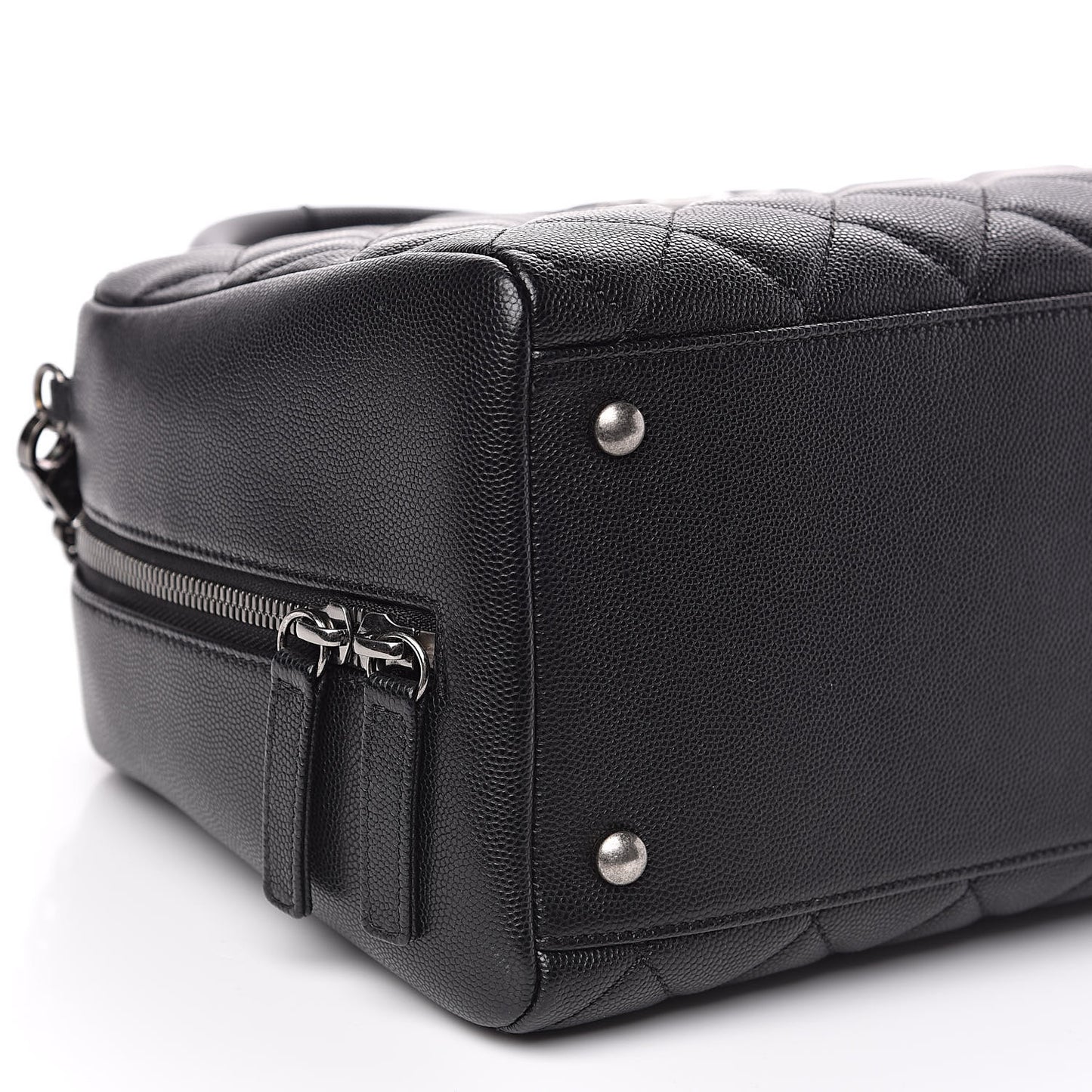 Caviar Quilted Large Coco Handle Bowling Bag Black