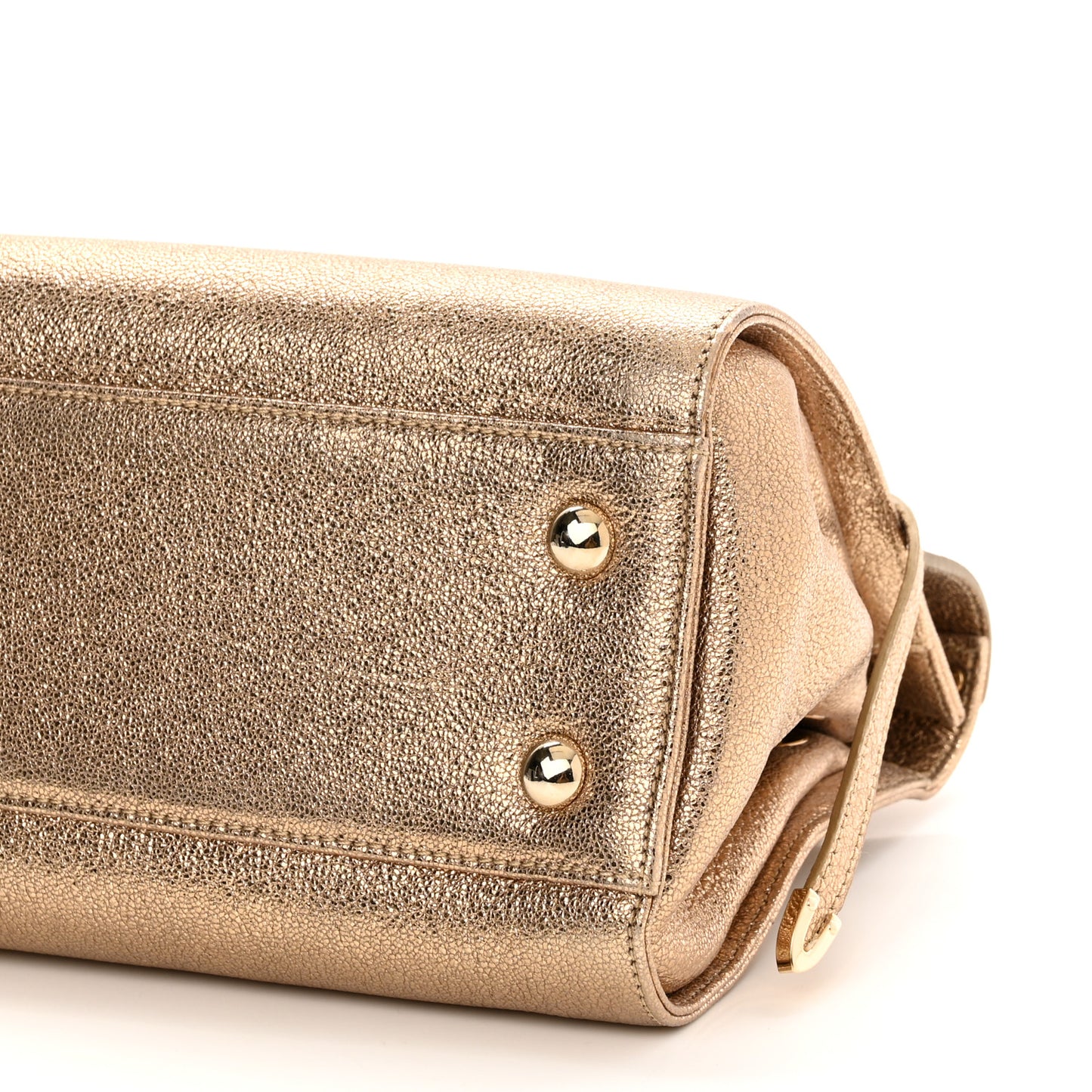 Metallic Calfskin Rosalie Satchel Gold