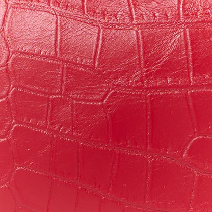 Saint Laurent Calfskin Crocodile Embossed Small Cabas Rive Gauche Red 9 of 11