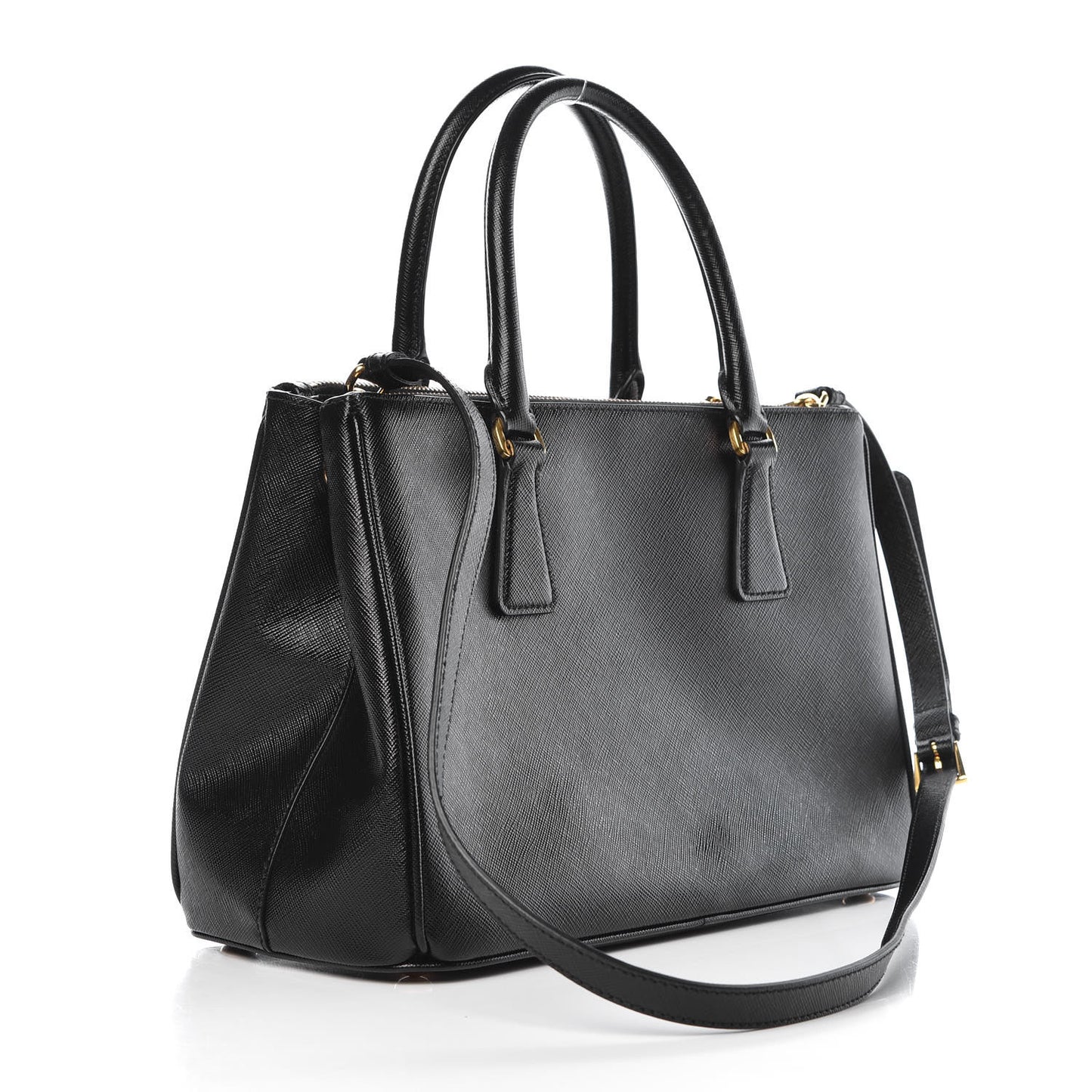 Saffiano Medium Galleria Double Zip Tote Black