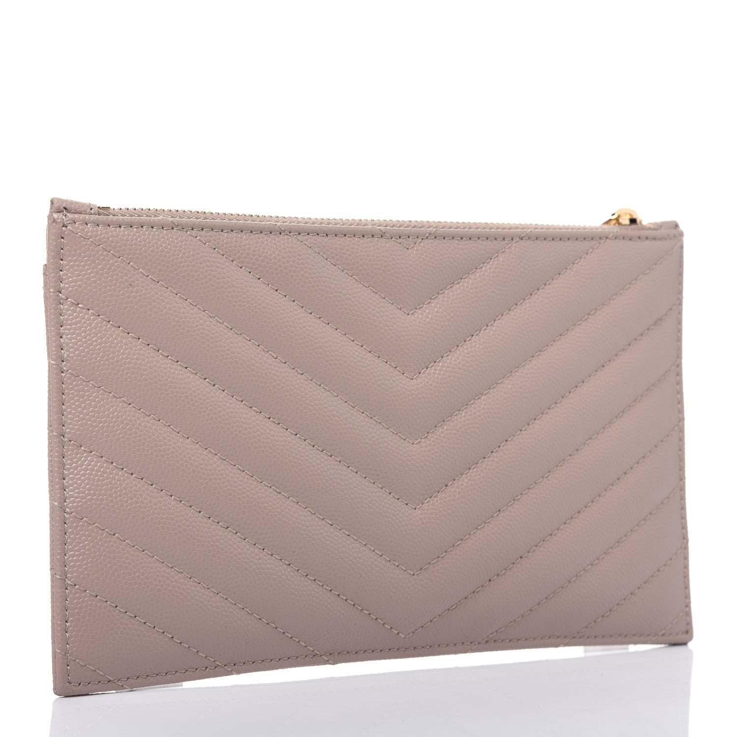 Saint Laurent Grain De Poudre Chevron Monogram Bill Pouch Dark Beige 3 of 11
