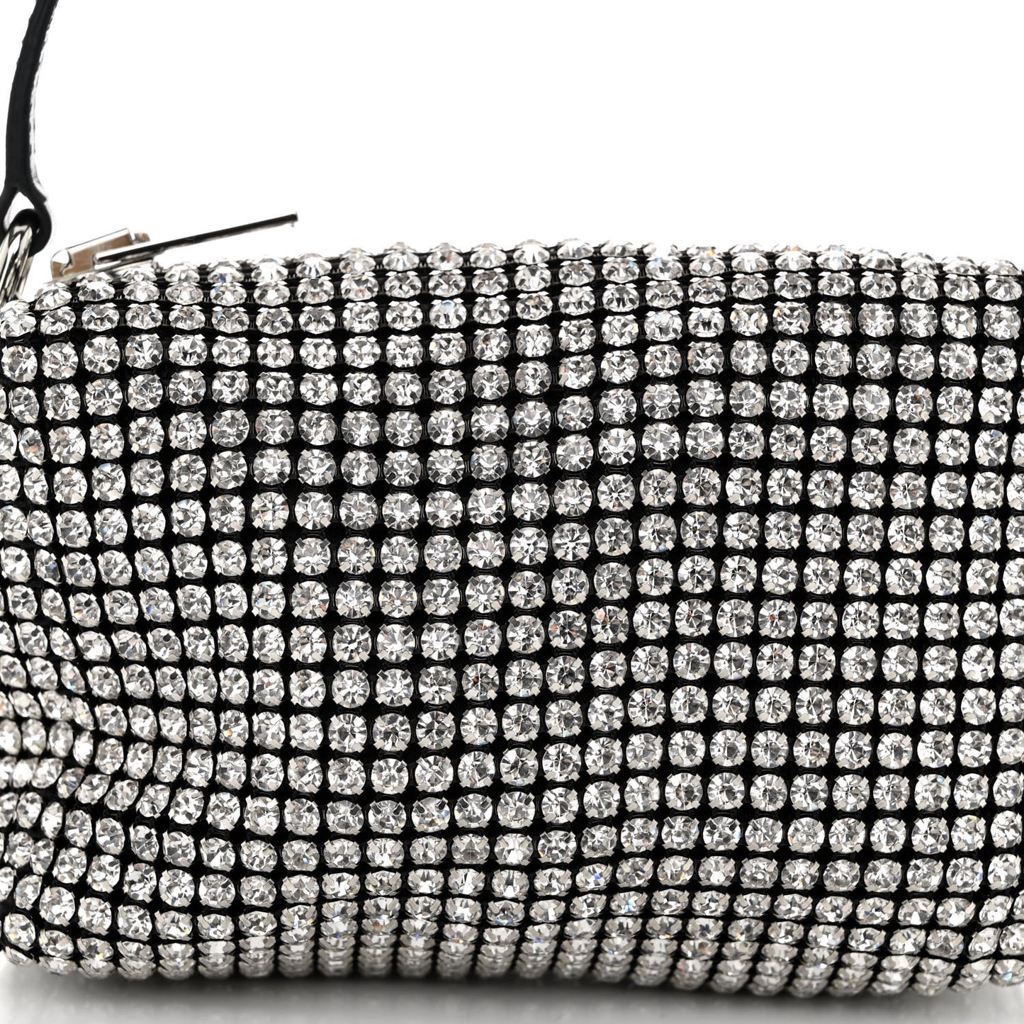 Mesh Crystal Rhinestone Mini Heiress Pouch Black Silver