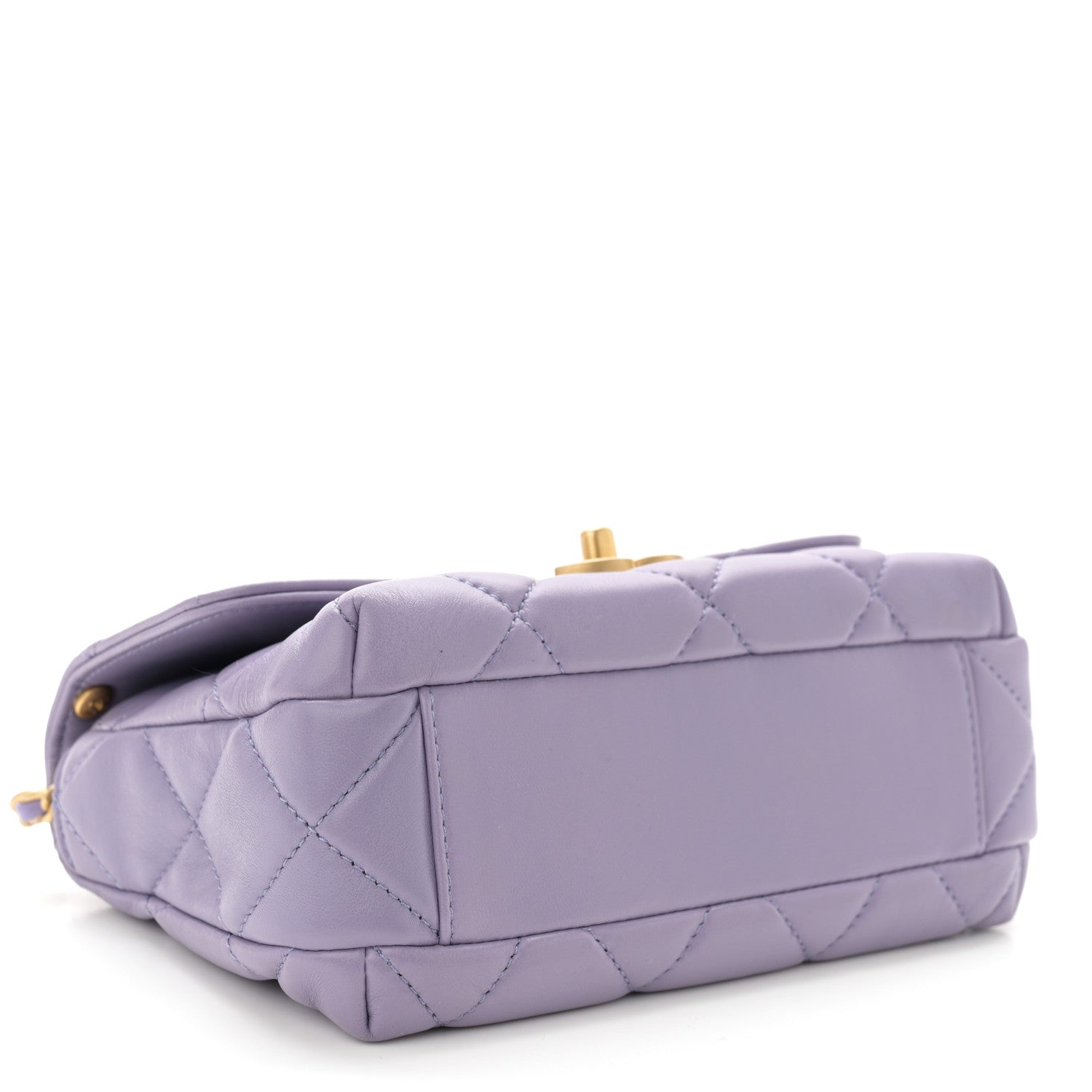 Chanel Shiny Lambskin Quilted Mini Pearl Logo Flap Light Purple 4 of 11