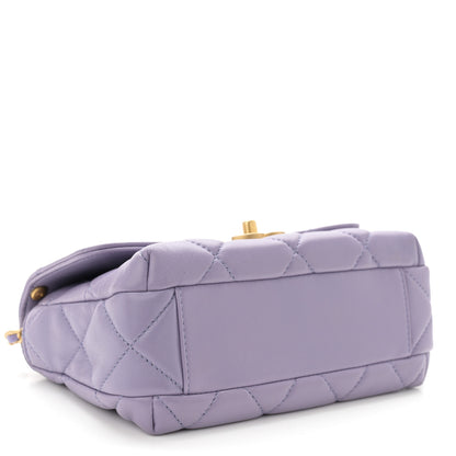 Chanel Shiny Lambskin Quilted Mini Pearl Logo Flap Light Purple 4 of 11