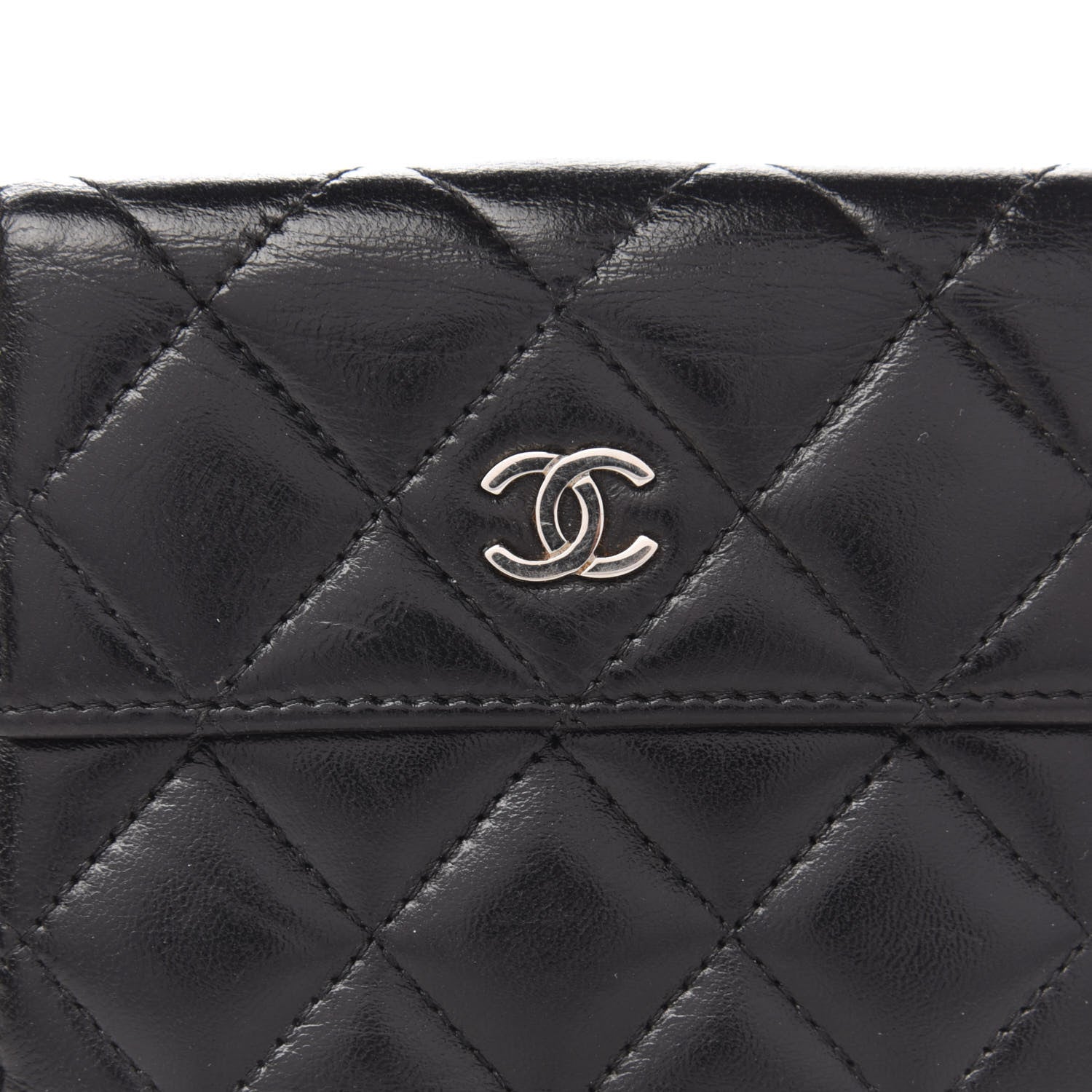 Chanel Lambskin Quilted Compact French Flap Wallet Black 10 of 10