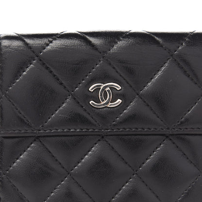 Chanel Lambskin Quilted Compact French Flap Wallet Black 10 of 10