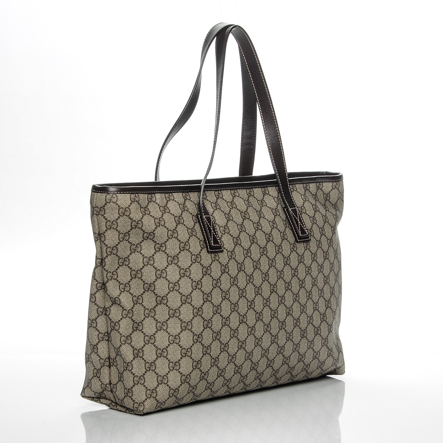 Gucci GG Supreme Monogram Medium Zippered Shopping Tote Dark Brown 3 of 9