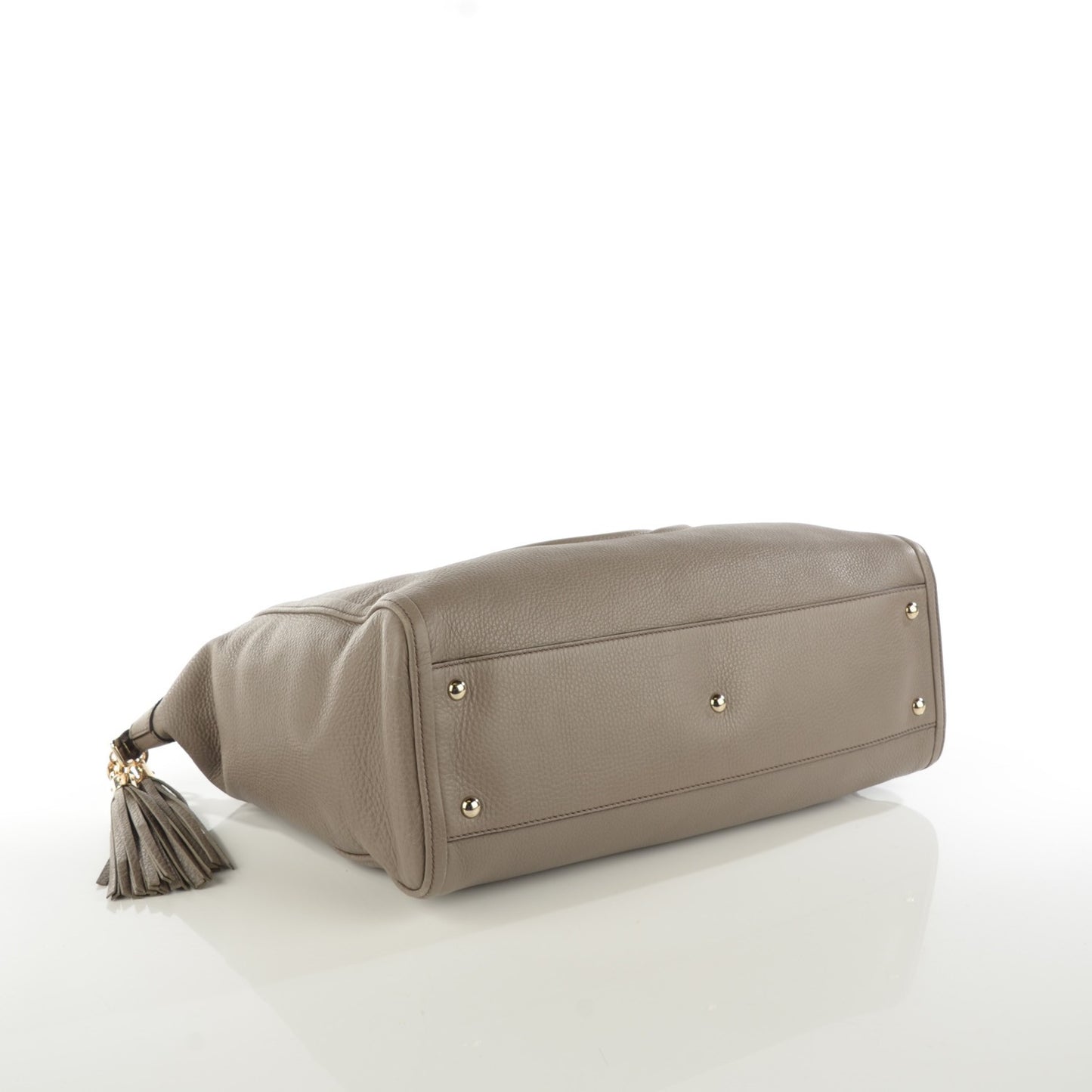 Pebbled Calfskin Large Soho Top Handle Bag Taupe